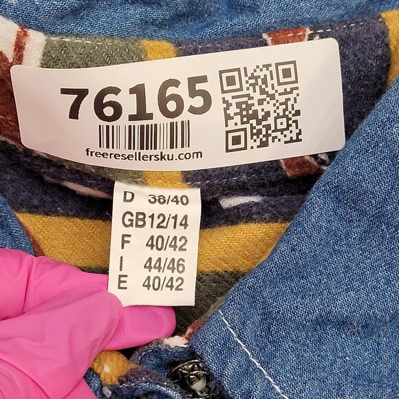 Vintage Native-American Button Shirt Womens Large 23x28 Blue - Picture 7 of 13